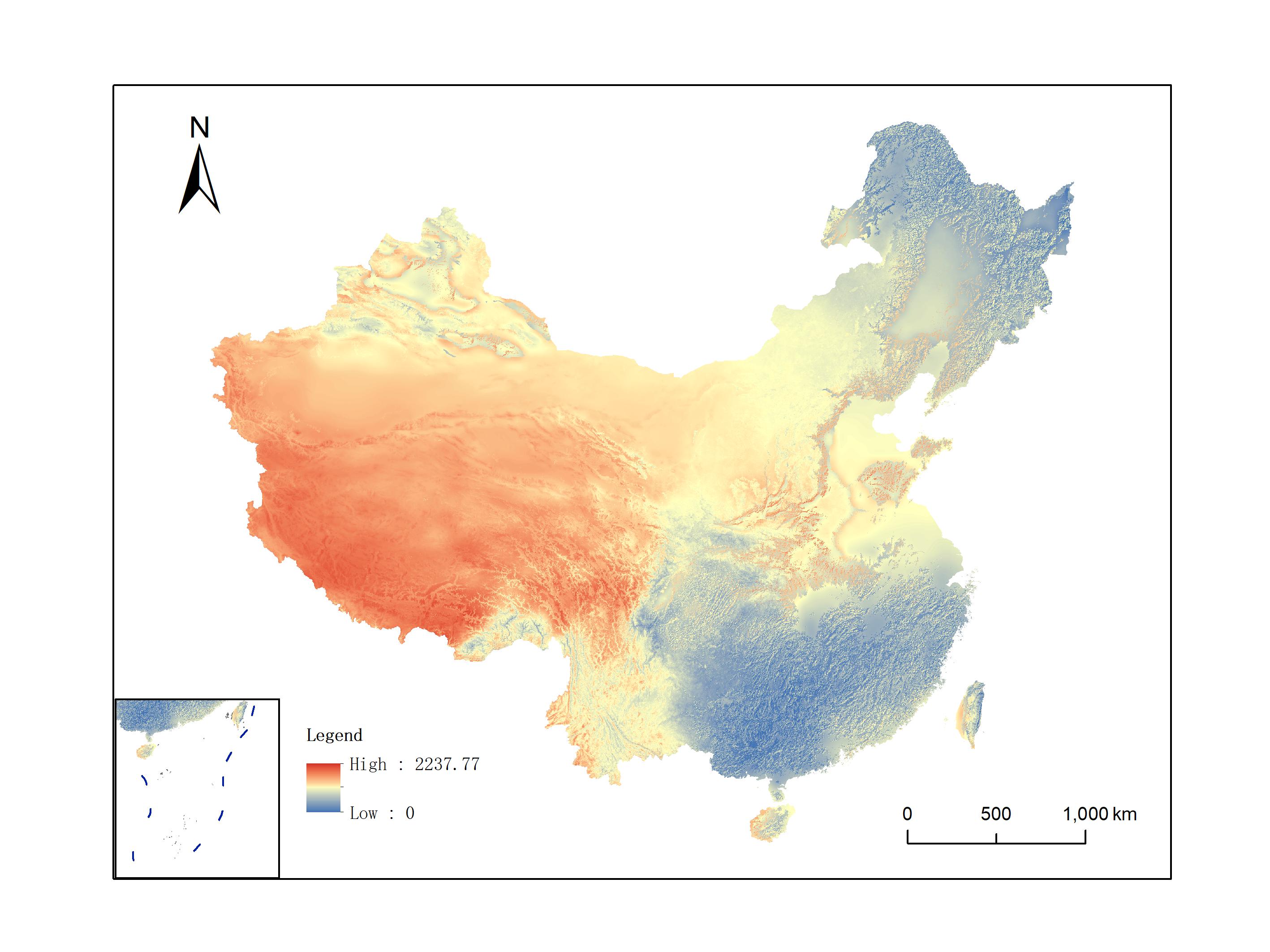 中国1km格网月日总辐射数据集_2000_2010年
